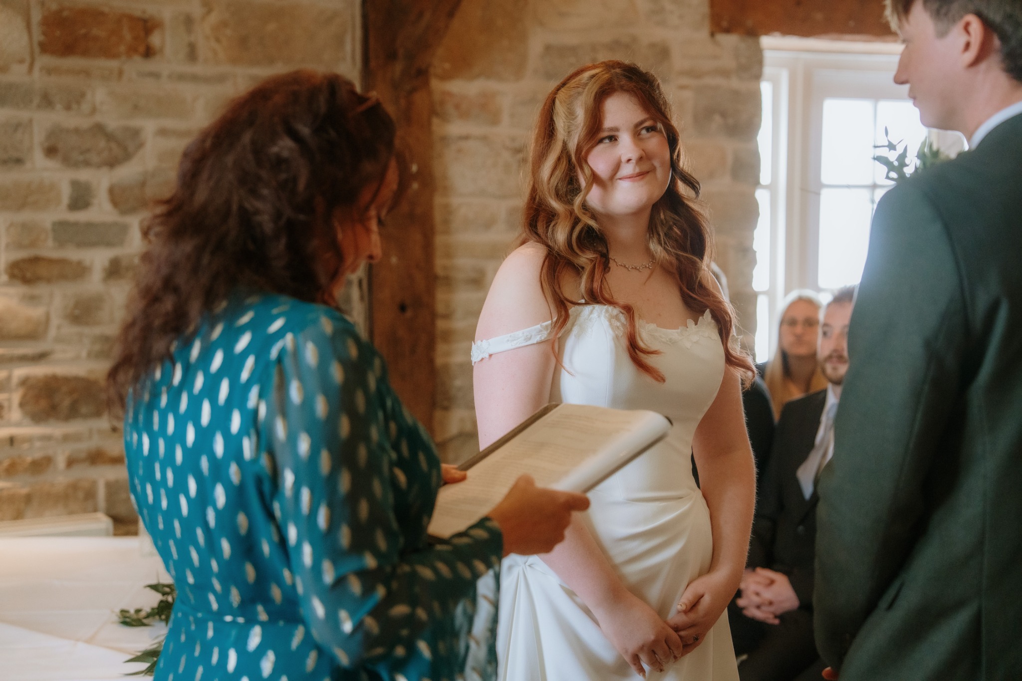 Wedding ceremony with celebrant and bride
