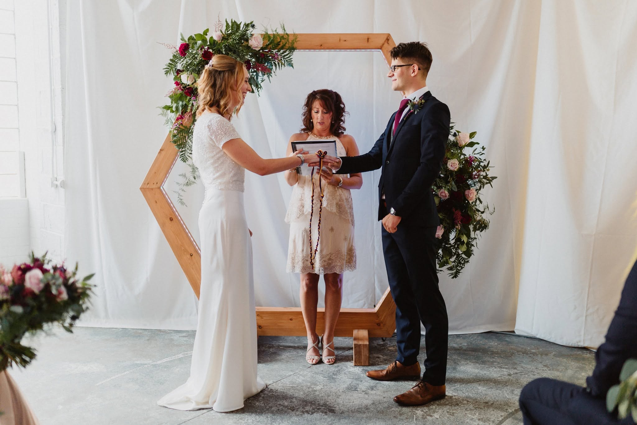 Bride and groom during their ceremony